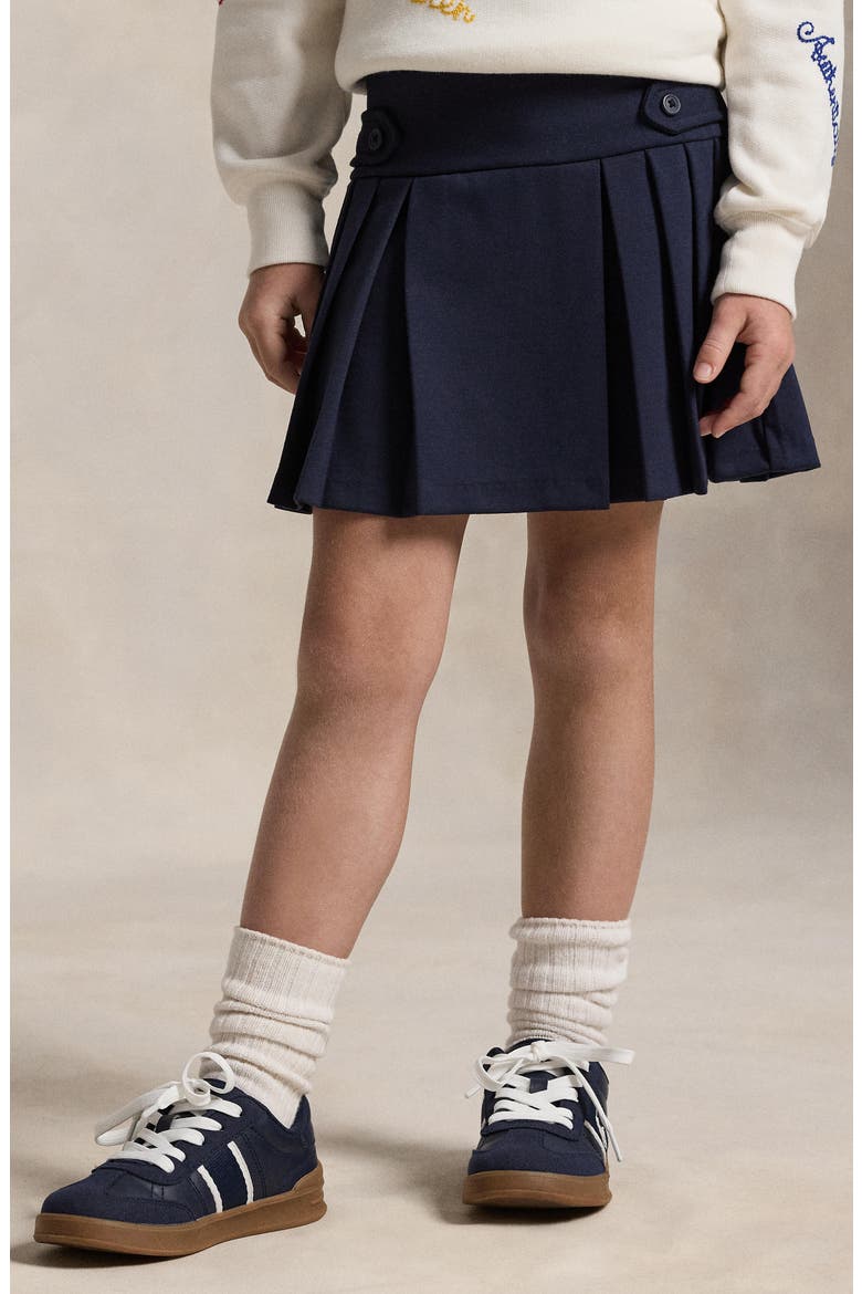 Kids' Roma Pleated Ponte Knit Skort, Alternate, color, NAVY
