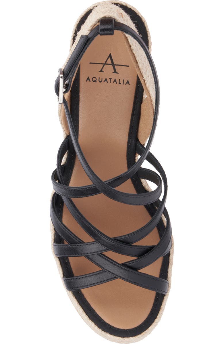 Aquatalia Jenni Water Repellent Ankle Strap Espadrille Platform Wedge Sandal, Alternate, color, Black