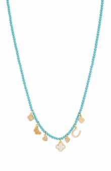 Turquoise Beaded Charm Necklace