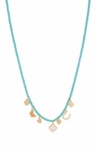 Turquoise Beaded Charm Necklace