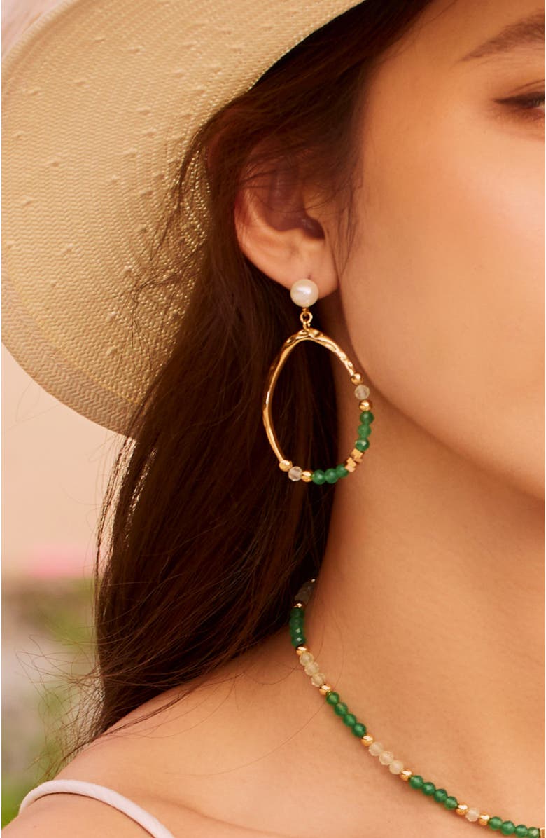 RETRO CHIC Poseidon Earrings, Alternate, color, Green 
White 
Gold