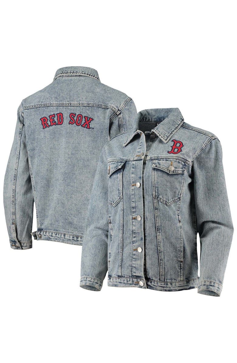 THE WILD COLLECTIVE Women's The Wild Collective Boston Red Sox Team Patch Denim Button-Up Jacket, Main, color, 