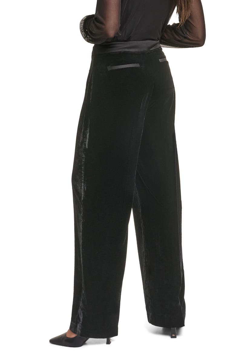 Velvet High Waist Wide Leg Sailor Pants, Alternate, color, BLACK