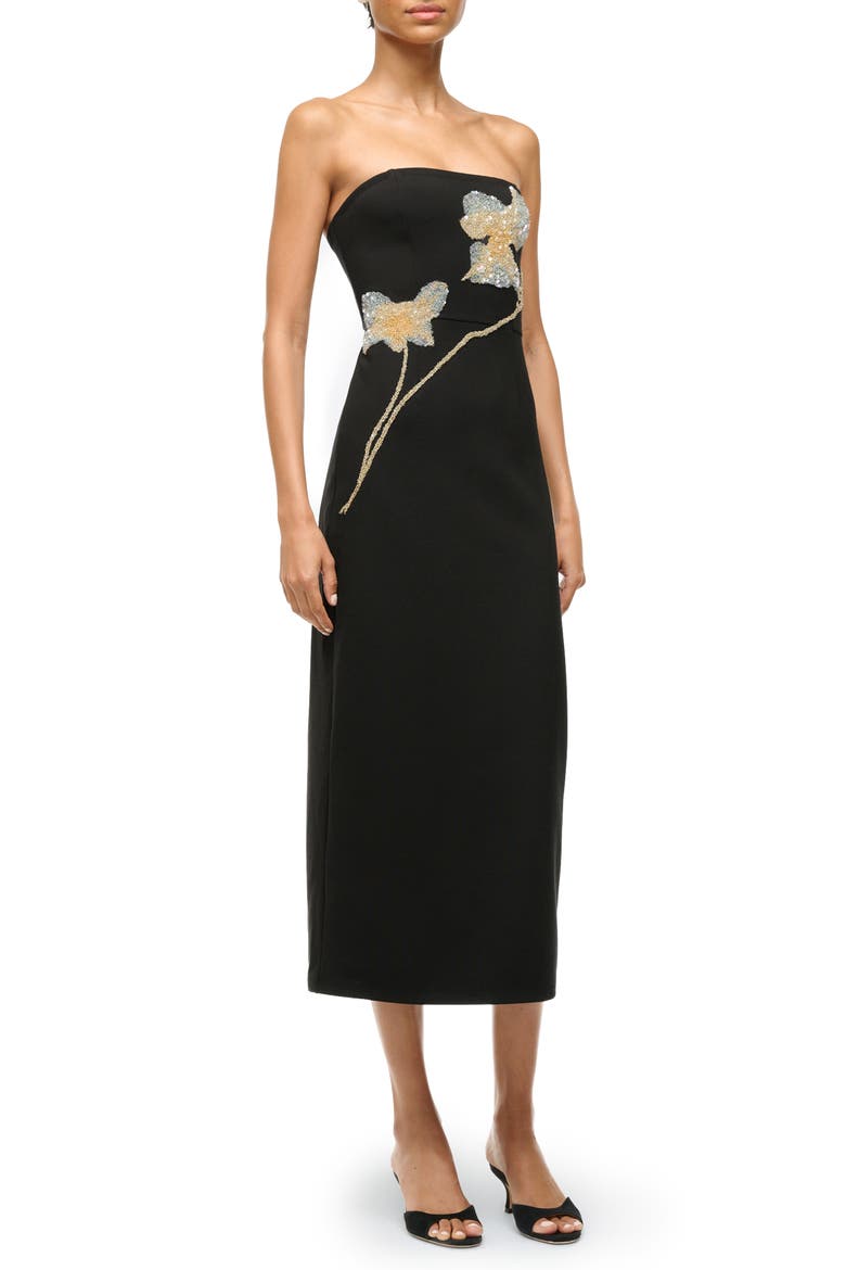 Brooke Floral Beaded Strapless Cocktail Dress, Alternate, color, BOTANICAL SHADOWS