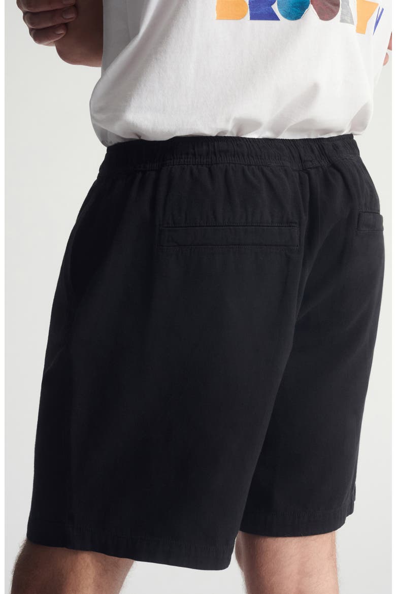 Pull-On Loose Fit Cotton & Linen Shorts, Alternate, color, BLACK