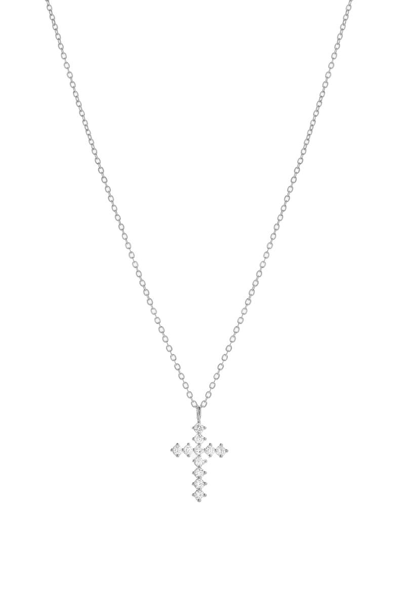Bearfruit Jewelry 14k Gold Plated Wena Cross Necklace Holiday Gift Idea, Main, color, Silver