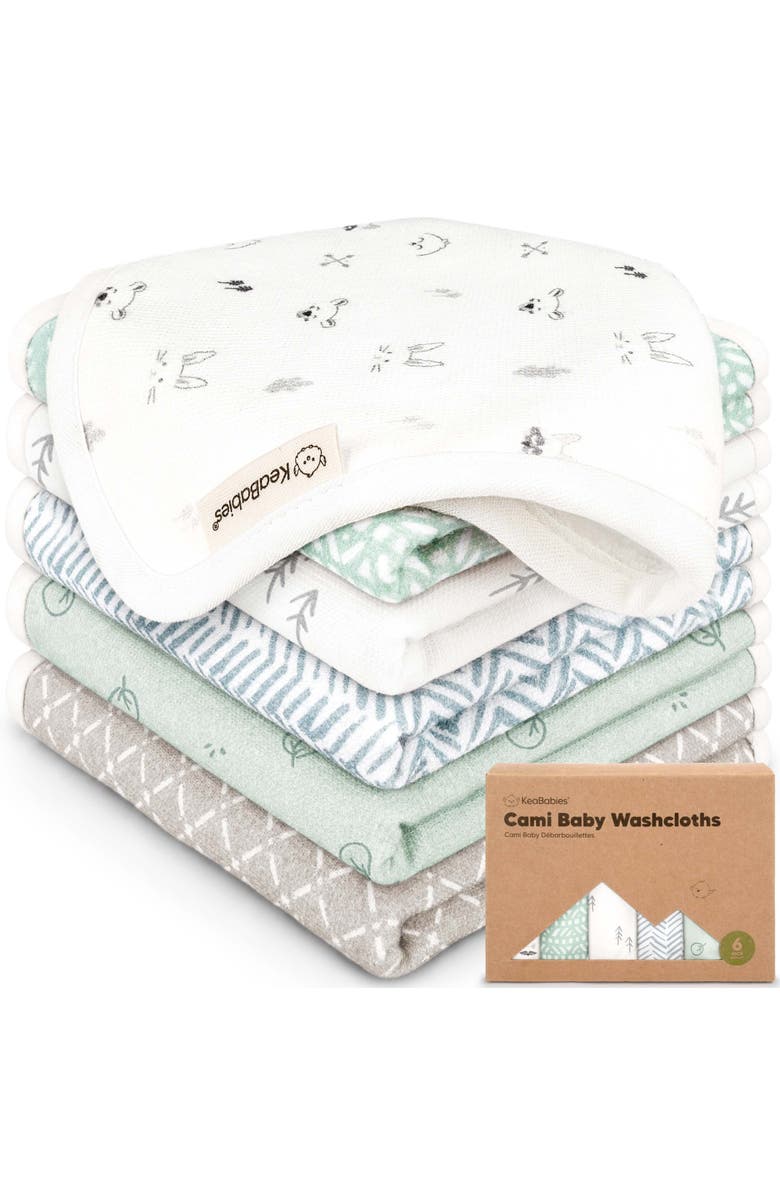 KeaBabies 6-Pack Cami Baby Washcloths, Main, color, Nordic