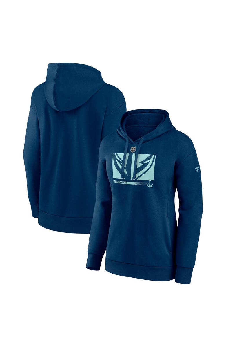 FANATICS Women's Fanatics Branded Deep Sea Blue Seattle Kraken Authentic Pro Core Collection Secondary Logo Pullover Hoodie, Alternate, color,