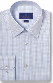 David Donahue Slim Fit Dobby Micro Check Dress Shirt