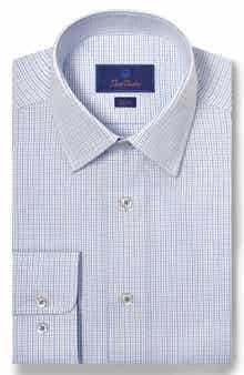David Donahue Slim Fit Dobby Micro Check Dress Shirt