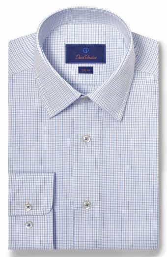 David Donahue Slim Fit Dobby Micro Check Dress Shirt