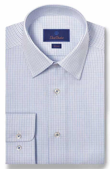 David Donahue Slim Fit Dobby Micro Check Dress Shirt