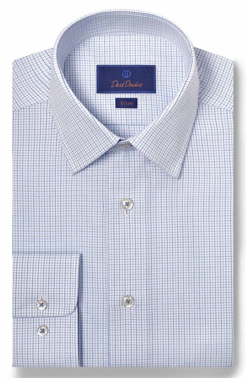 David Donahue Slim Fit Dobby Micro Check Dress Shirt In Blue/sky