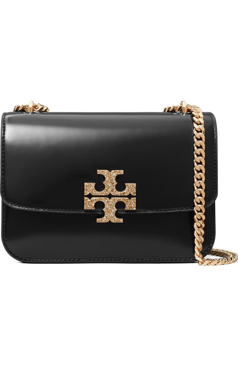 Tory Burch Small Eleanor Pavé Convertible Leather Shoulder Bag, Main, color, Black