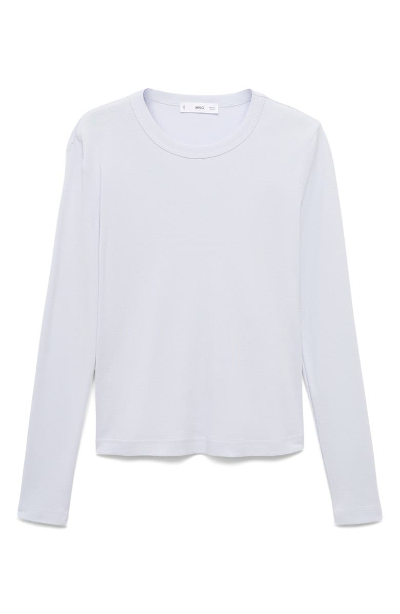 MANGO Long Sleeve Cotton Rib T-Shirt, Alternate, color, Sky Blue