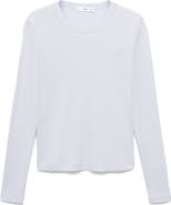 MANGO Long Sleeve Cotton Rib T-Shirt