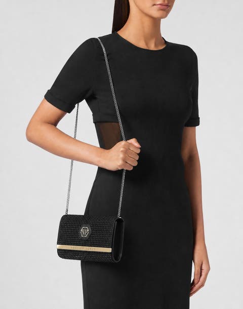 Suede Clutch Bag Full Stones Women