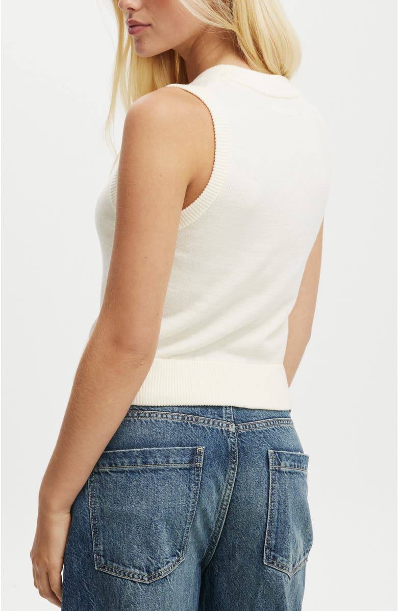 Cotton On Women's Everfine Crew Neck Vest, Alternate, color, Ecru