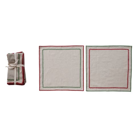 Ric Rac Trimmed Cotton Napkins, Set of 4