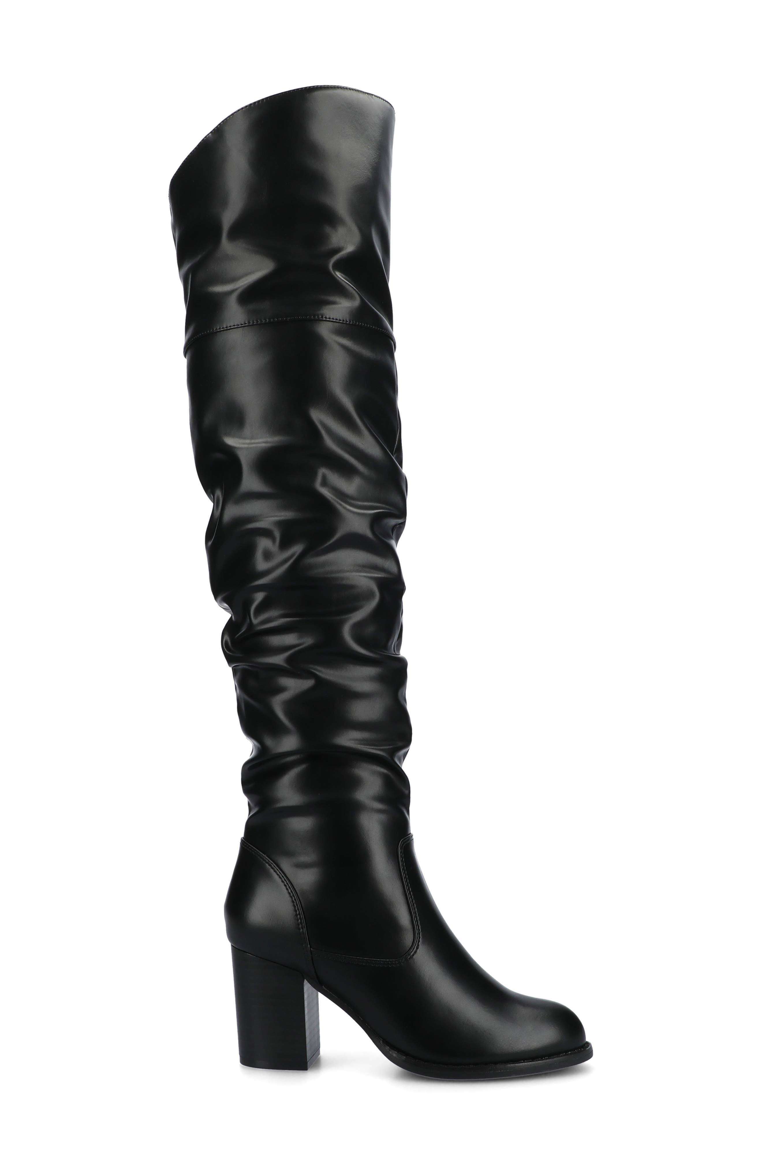 Journee Collection JOURNEE Kaison Ruched Tall Boot - Extra Wide Calf, Alternate, color, Black Pu