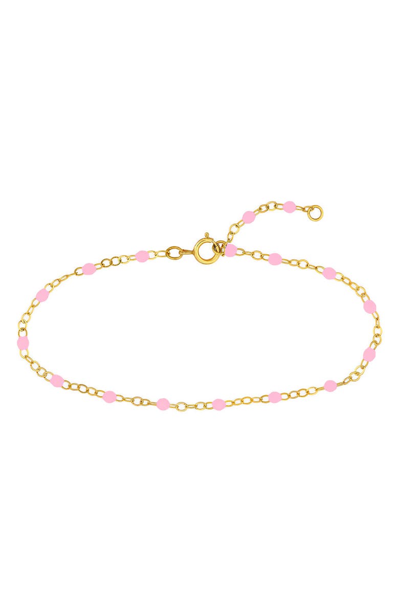 ES JEWELRY Enamel Station Chain Anklet, Main, color, Pink