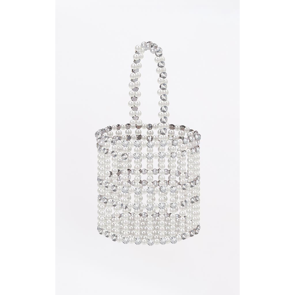 Miss Circle Faux Pearl Crystal Mini Handbag In Silver