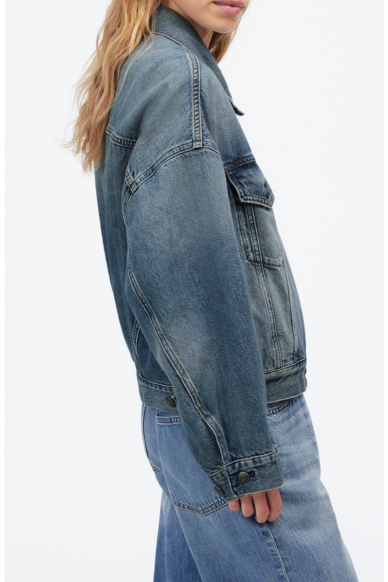 Crop Relaxed Denim Trucker Jacket, Alternate, color, BILLINGS WASH