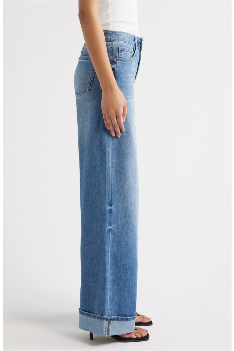 High Waist Cuff Slim Wide Leg Jeans, Alternate, color, KINSLEY