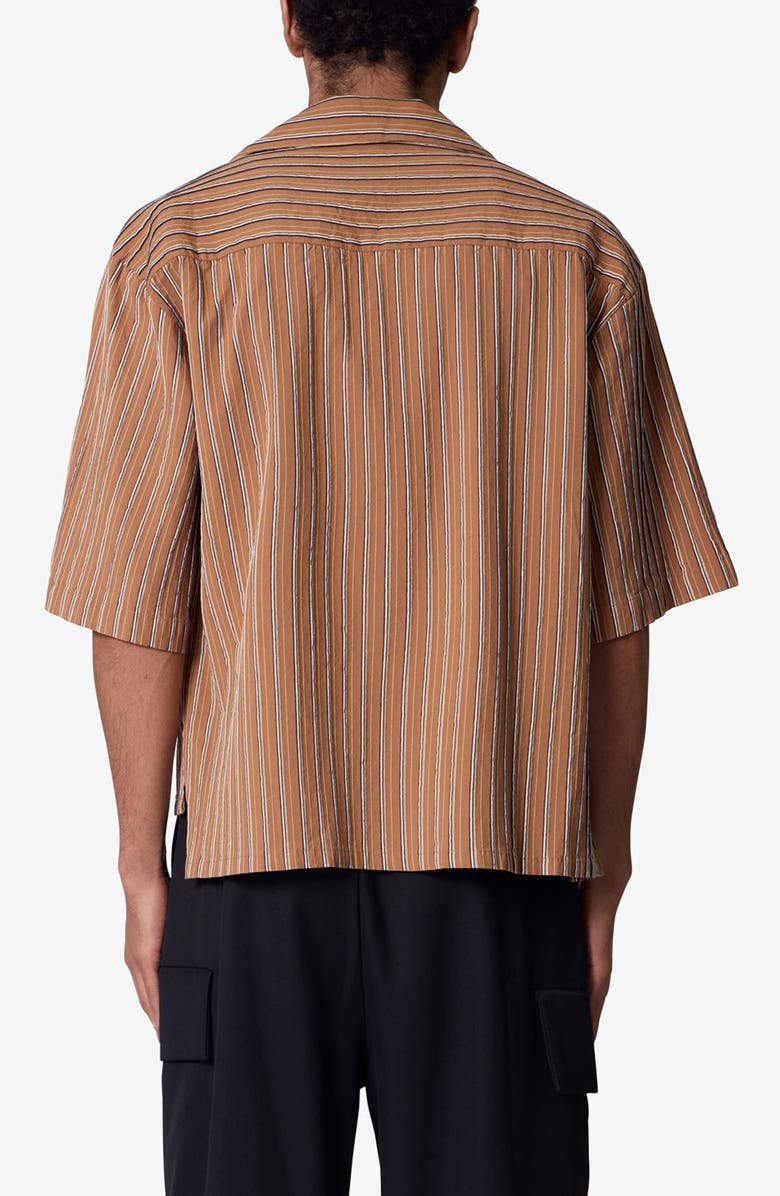 mnml Stripe Crop Camp Shirt, Alternate, color, Brown