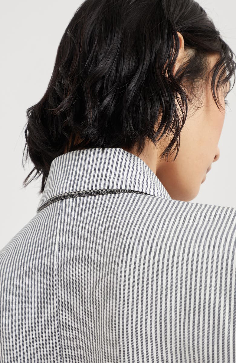 Brunello Cucinelli Striped twill blazer, Alternate, color, 