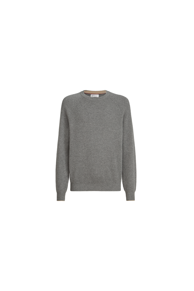 Cashmere English rib sweater with raglan sleeves, Alternate, color, Dark Grey