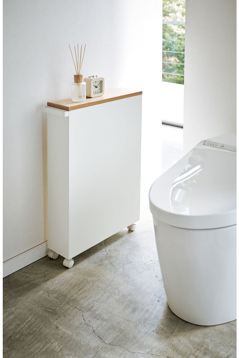 Tower Slim Rolling Bathroom Cabinet, Alternate, color, WHITE