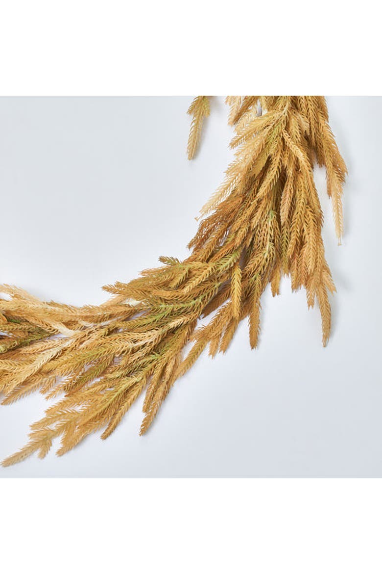 Dried-Look Wheat Grass Neutral Tone Norfolk Pine Fall Hanging Garland Autumn Table Runner, Alternate, color, Beige