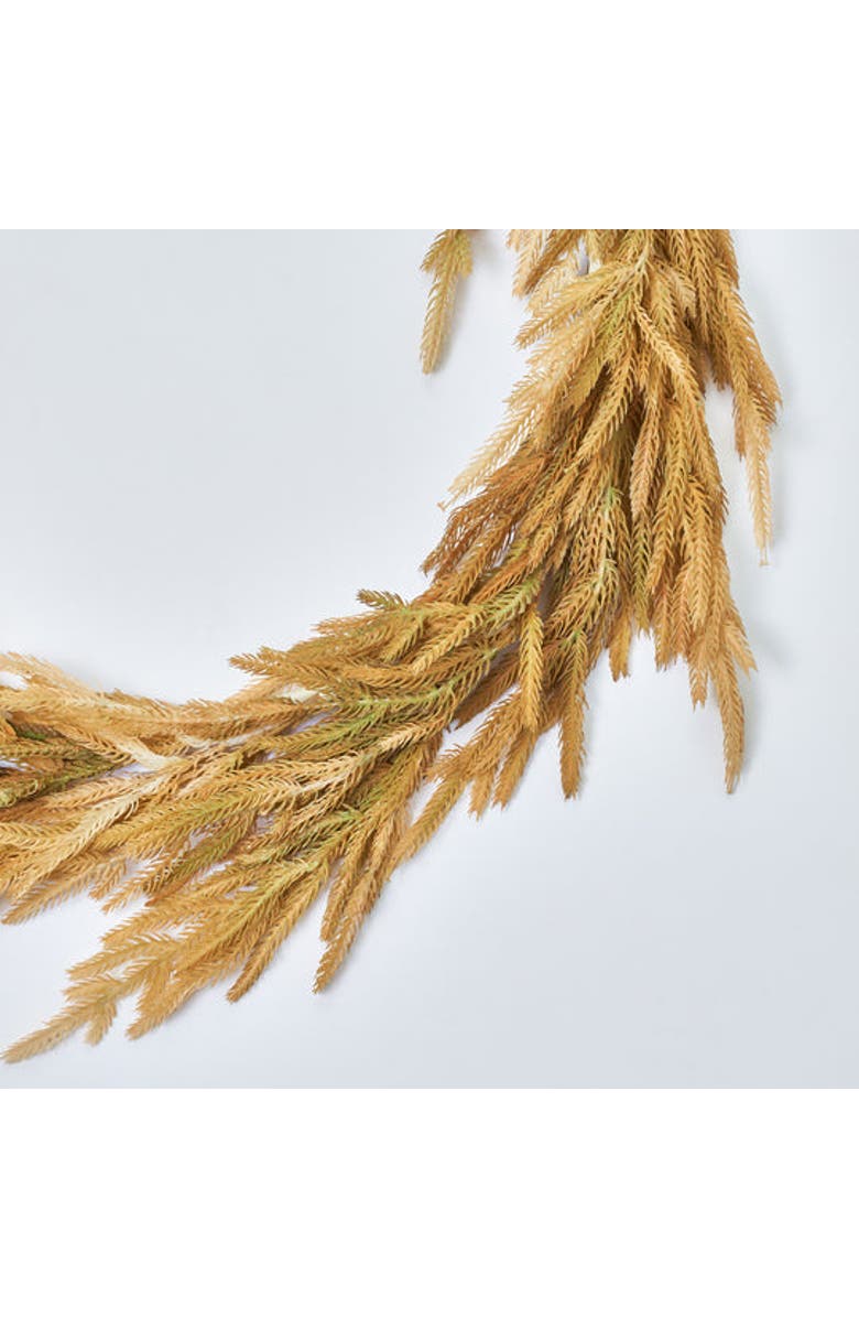 Darby Creek Trading Dried-Look Wheat Grass Neutral Tone Norfolk Pine Fall Hanging Garland Autumn Table Runner, Alternate, color, Beige