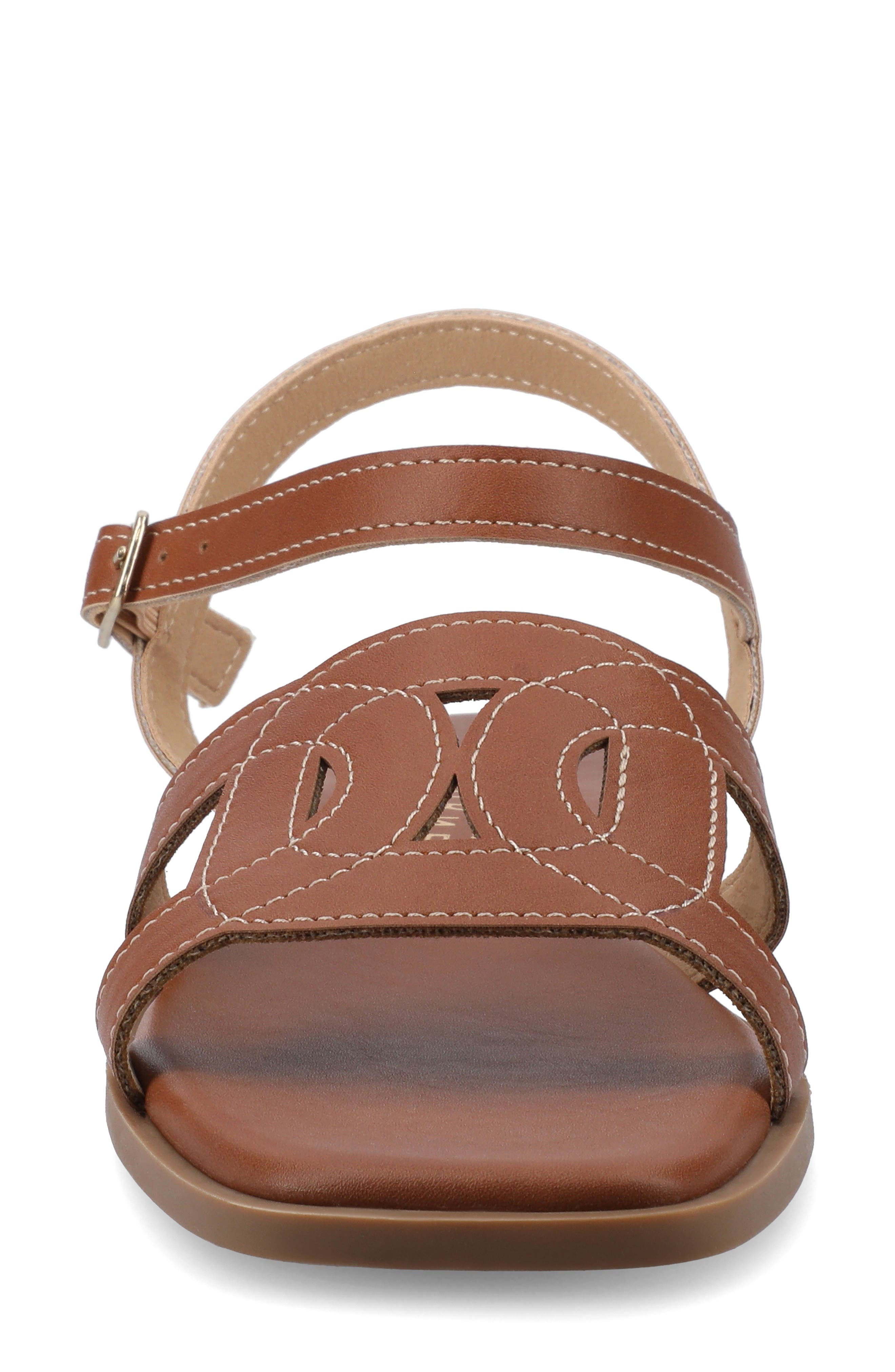 Journee Collection Bridey Sandal, Alternate, color, Cognac