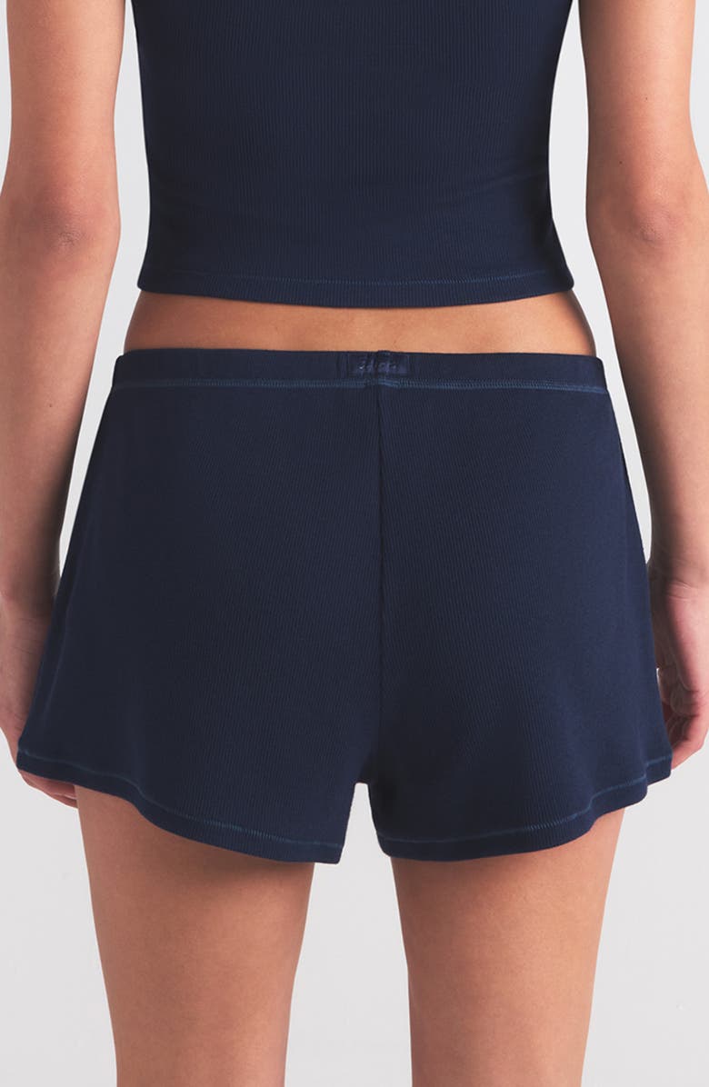 SKIMS Stretch Cotton Rib Loose Shorts, Alternate, color, Navy
