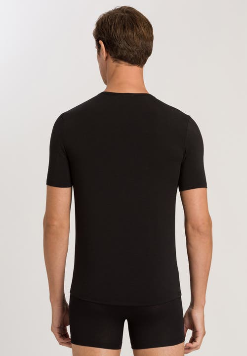 Hanro Natural Function Tencel™ And Cotton Fitted Crew Neck T-shirt In Deep Black