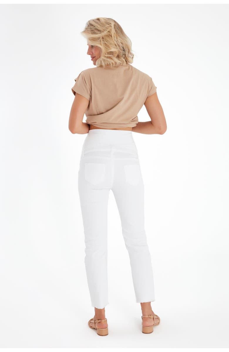 Accouchée Graceful Non-Denim Foldover Waistband Maternity Pants, Alternate, color, White