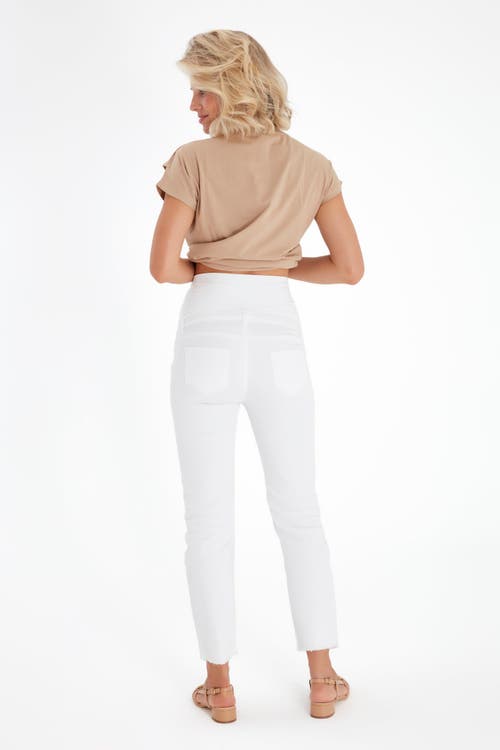 Accouchée Graceful Non-denim Foldover Waistband Maternity Pants In White