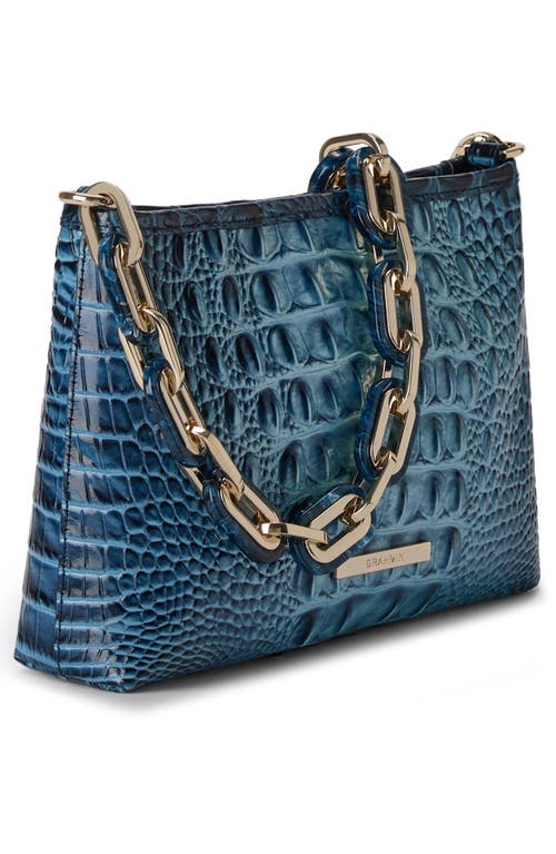 Brahmin Mod Lorelei Tiger Stripe Croc Embossed Leather Shoulder Bag In Blue