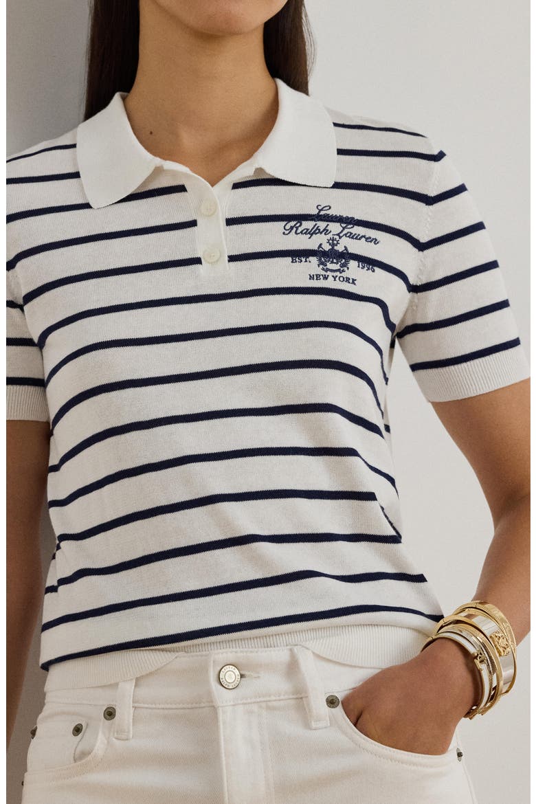 Short Sleeve Polo Sweater, Alternate, color, WHITE