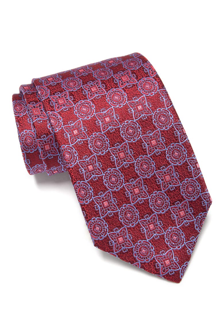 Medallion Silk Tie, Main, color, RED