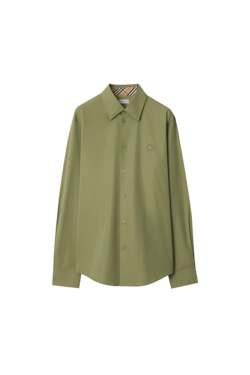 Burberry Regular Fit Cotton Poplin Shirt In Green