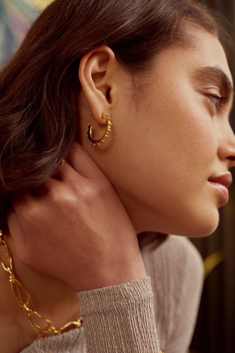 Aida Hoop Earrings, Alternate, color, Brass