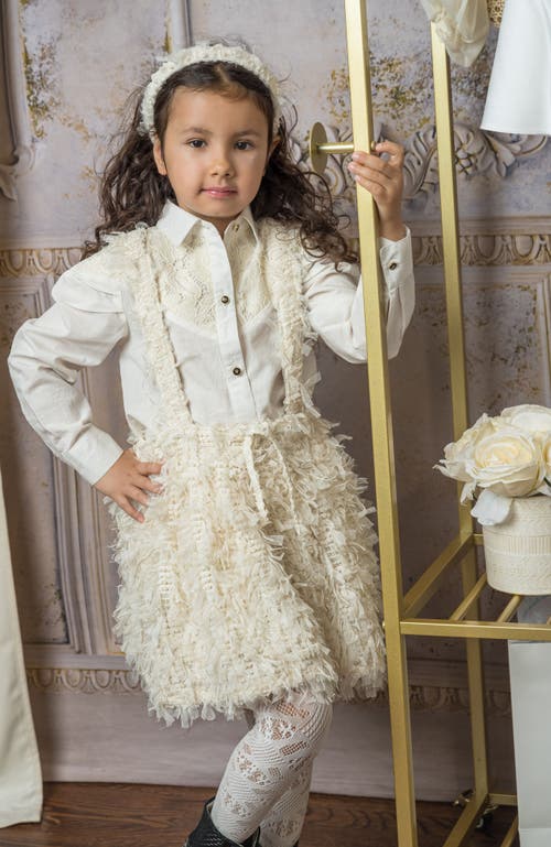 Petite Maison Kids Ivanna Blouse And Skirt Set In Ivory