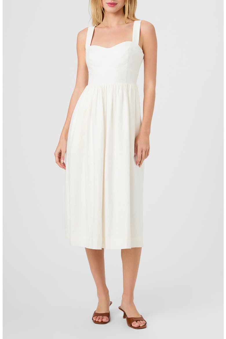 Linen Blend Midi Dress, Main, color, SUMMER WHITE