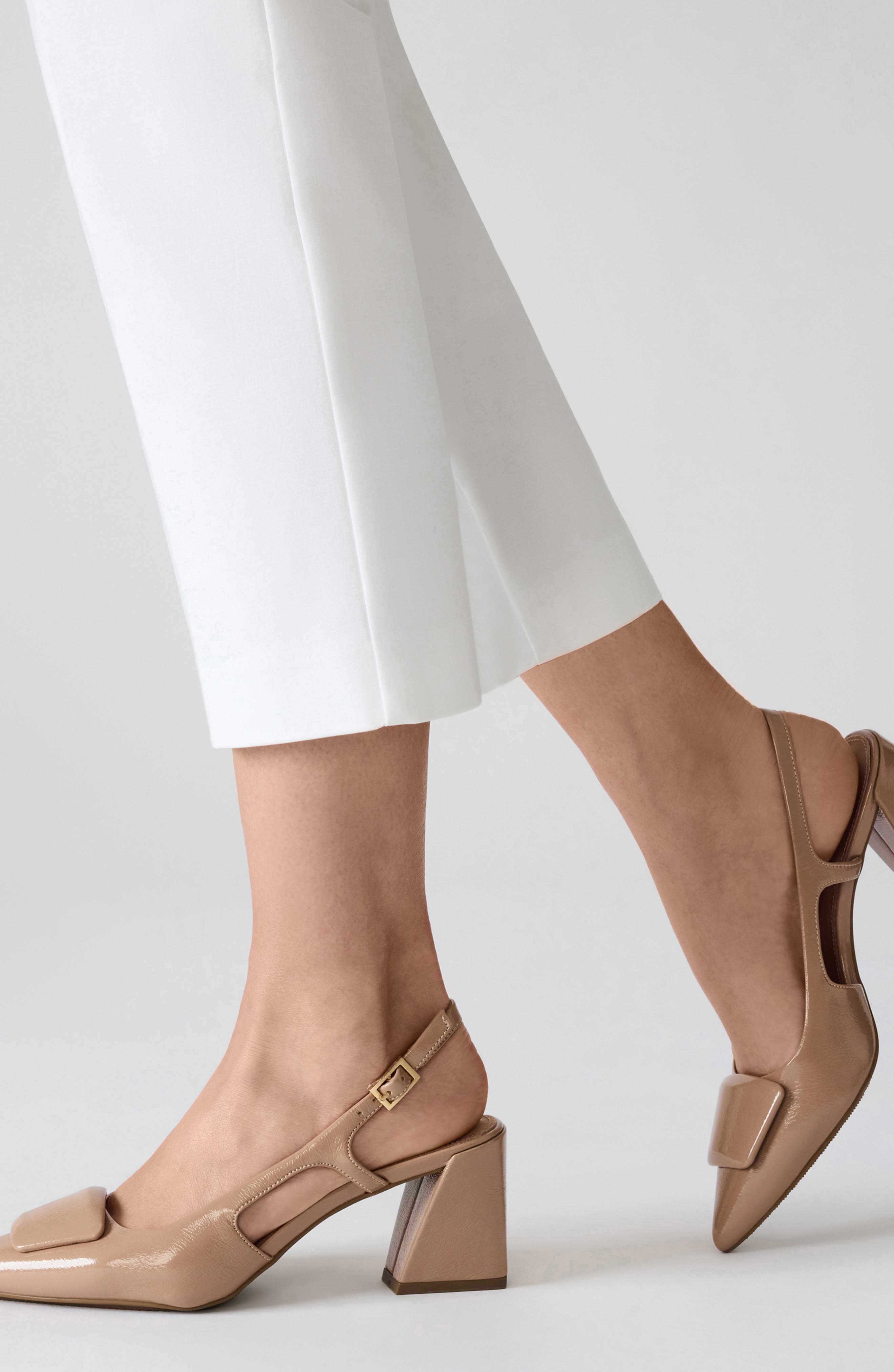 Renatta Slingback Pointed Toe Pump, Alternate, color, BEIGE CRINKLE PATENT