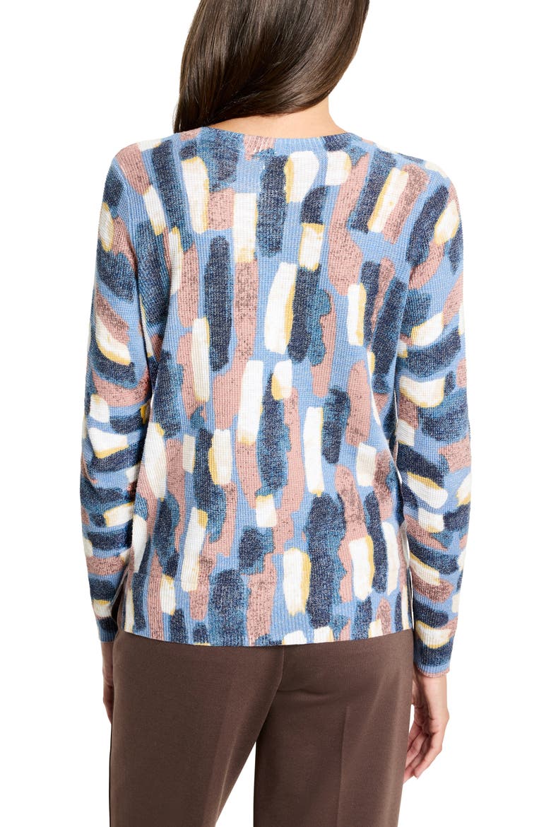 Brushstrokes Waffle Stitch V-Neck Sweater, Alternate, color, NEUTRAL MULTI
