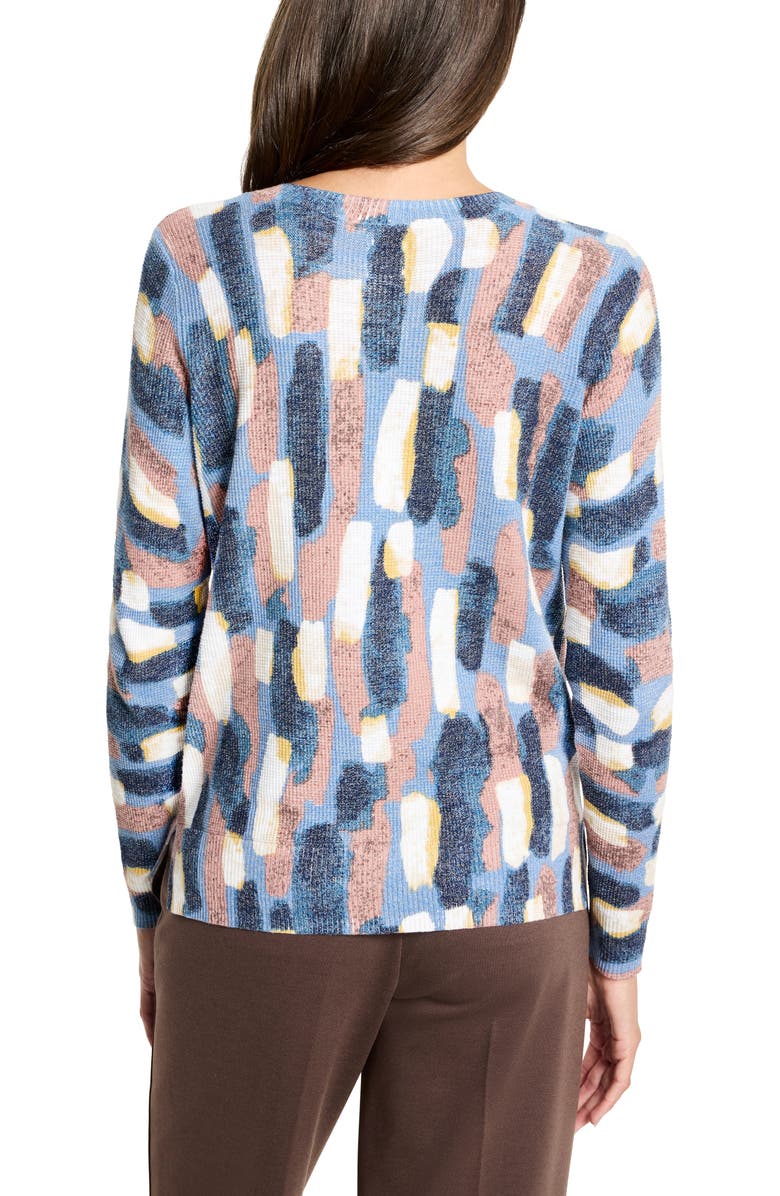 Brushstrokes Waffle Stitch V-Neck Sweater