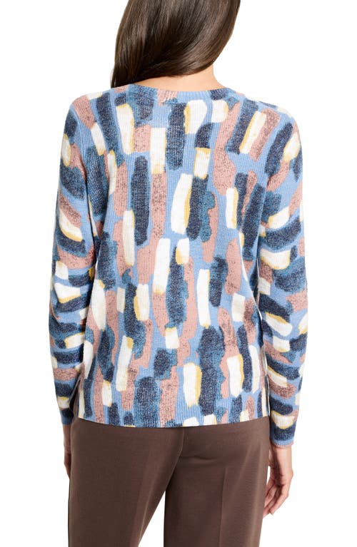 Nic + Zoe Nic+zoe Brushstrokes Waffle Stitch V-neck Sweater In Brown
